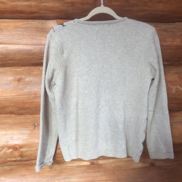 Lambswool Blend Argyle Tan/Brown Old Money Cardigan Sweater by Van Heusen Small - Picture 2 of 4